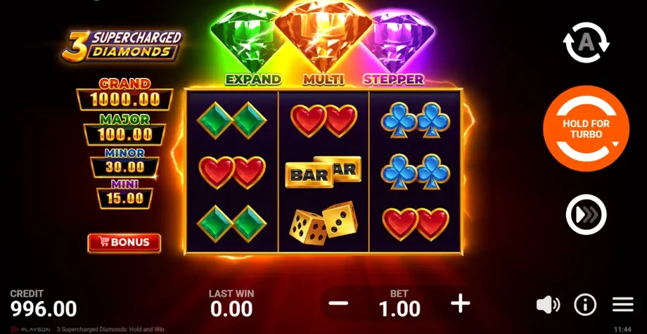 Captura do jogo 3 Supercharged Diamonds: Hold and Win