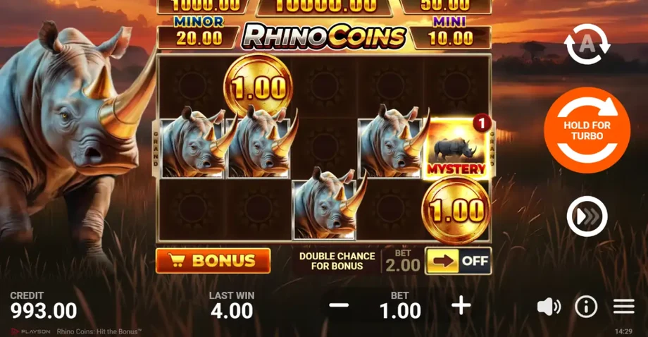 Captura do jogo Rhino Coins: Hit the Bonus